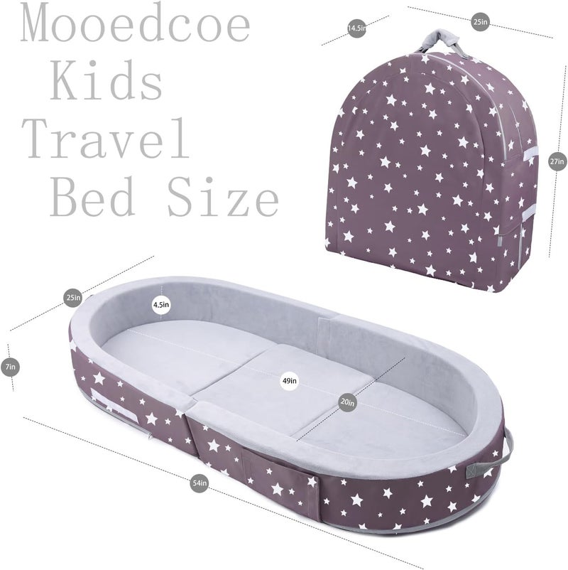 Mooedcoe Portable Foldable Toddler Travel Bed with Sides, Folding Toddler Bed for Travel Kid Foam Sleeping Cot for Children 18M – 5yr Old (Round, Star) - Image 5